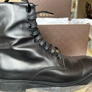 Gucci Men’s Leather Lace-up High Boot.
